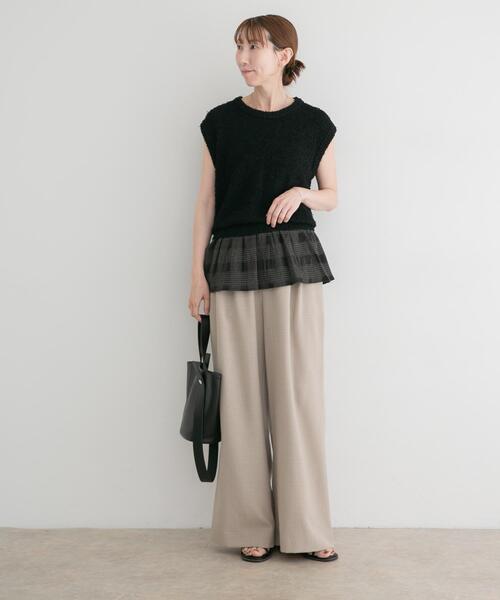 ITEMS URBANRESEARCH（アイテムズ アーバンリサーチ）の「カールヤーンニットベストドッキング（ニット/セーター・レディース・ブラック/ホワイト系その他・FREE）」の21枚目の写真