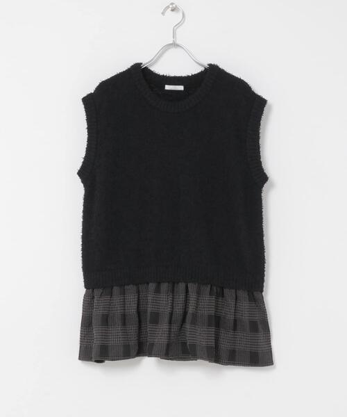 ITEMS URBANRESEARCH（アイテムズ アーバンリサーチ）の「カールヤーンニットベストドッキング（ニット/セーター・レディース・ブラック/ホワイト系その他・FREE）」の22枚目の写真