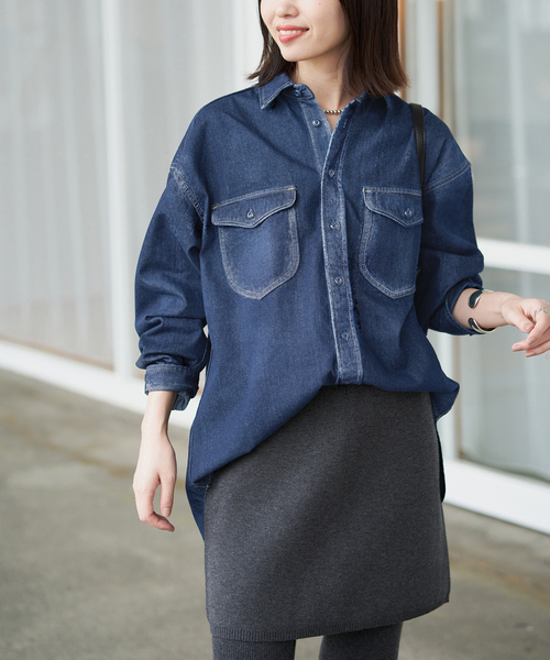 SLOBE IENA（スローブイエナ）の「《WEB限定/追加》LE DENIM BDUデニムシャツ（シャツ/ブラウス・レディース・ブルー/ネイビー・FREE）」の18枚目の写真