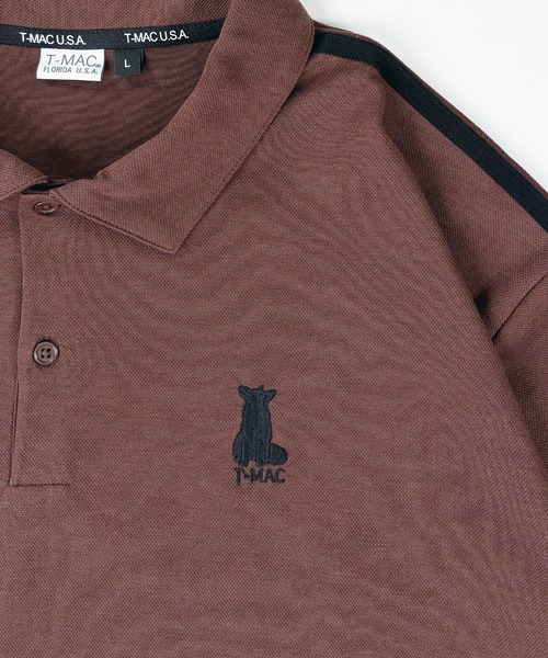 T-MAC OUTING(ティーマック アウティング)の「【T-MAC】ワンポイントFOX刺繍 袖ライン 鹿の子 半袖ポロシャツ(ポロシャツ・メンズ・ブラック/ブラウン・M)」の5枚目の写真