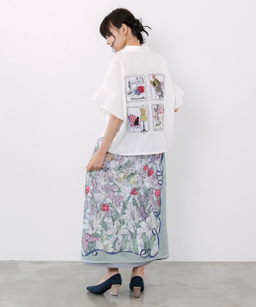 iS ScoLar（イズスカラー）の「562240：メッシュ花柄orラメストライプ リバーシブルスカート（スカート・レディース・グリーン/ブラック/ベージュ・M）」の8枚目の写真