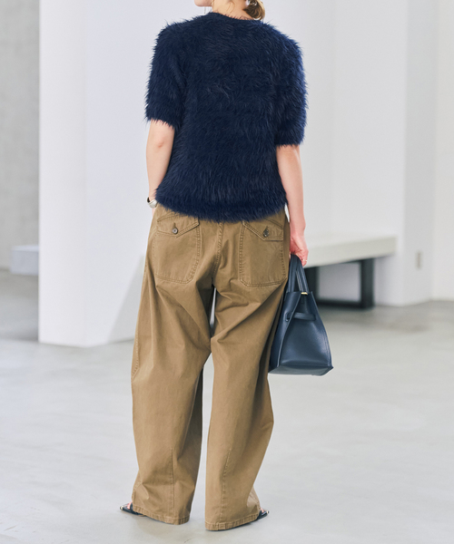 Spick & Span(スピックアンドスパン)の「《新色 / 追加》フェザーヤーンハーフスリーブニット(ニット/セーター・レディース・ネイビー/ボルドー/ベージュ・FREE)」の13枚目の写真