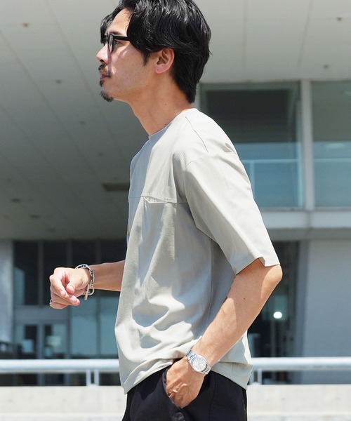 jiggys shop(ジギーズショップ)の「接触冷感 吸水速乾 遮熱 UVカット ワイド メッシュTシャツ 裾ドローコード付き(Tシャツ/カットソー・メンズ・グレー/オリーブ/ブラック/ネイビー・LARGE/X-LARGE/MEDIUM)」の14枚目の写真