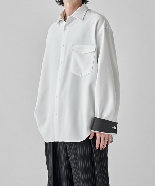 Lui's(ルイス)の「【Neucon/ニューコン】TWO-TONE WIDE-CUFF OVER SHIRT / バイカラーワイドカフスオーバーシャツ / 2WAY仕様(シャツ/ブラウス・メンズ・ブラック/ネイビー/ホワイト・1/2)」の22枚目の写真