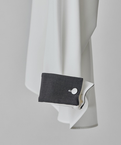 Lui's(ルイス)の「【Neucon/ニューコン】TWO-TONE WIDE-CUFF OVER SHIRT / バイカラーワイドカフスオーバーシャツ / 2WAY仕様(シャツ/ブラウス・メンズ・ブラック/ネイビー/ホワイト・1/2)」の15枚目の写真