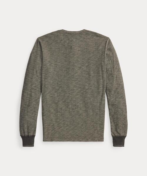 RRL(ダブル アール エル)の「インディゴ ジャカード ヘンリーネック シャツ(Tシャツ/カットソー・メンズ・ブラック系1・S/M/L/XL)」の7枚目の写真