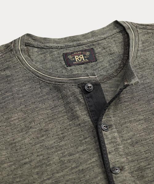 RRL(ダブル アール エル)の「インディゴ ジャカード ヘンリーネック シャツ(Tシャツ/カットソー・メンズ・ブラック系1・S/M/L/XL)」の5枚目の写真
