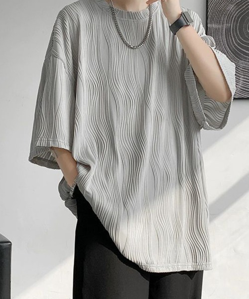 KELVIN(ケルヴァン)の「Ripple Texture Tee リップルテクスチャーTシャツ(Tシャツ/カットソー・メンズ・ホワイト/ブラック/グレー・LARGE/MEDIUM)」の3枚目の写真