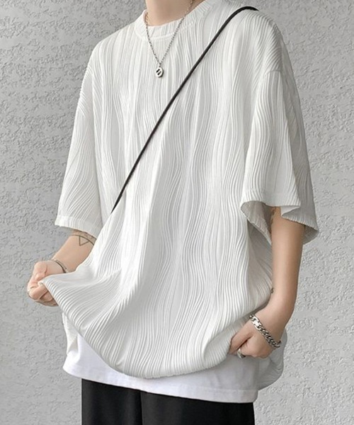 KELVIN(ケルヴァン)の「Ripple Texture Tee リップルテクスチャーTシャツ(Tシャツ/カットソー・メンズ・ホワイト/ブラック/グレー・LARGE/MEDIUM)」の2枚目の写真