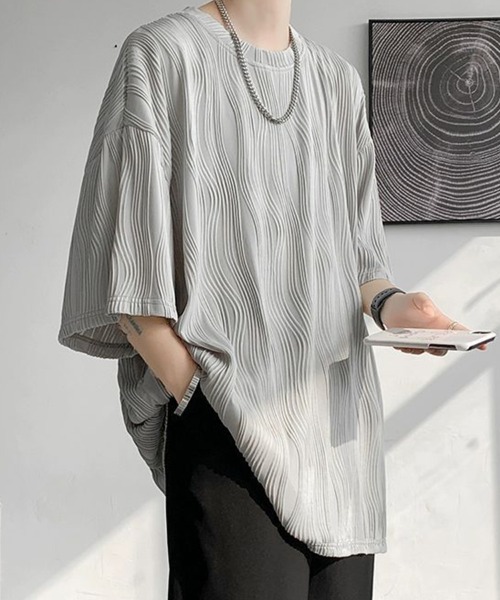 KELVIN(ケルヴァン)の「Ripple Texture Tee リップルテクスチャーTシャツ(Tシャツ/カットソー・メンズ・ホワイト/ブラック/グレー・LARGE/MEDIUM)」の4枚目の写真