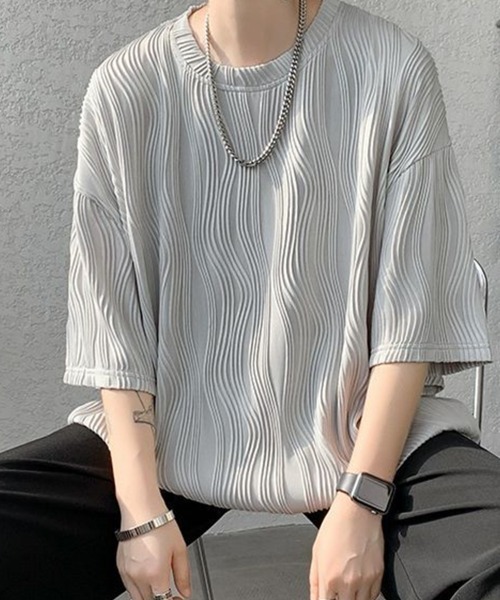 KELVIN(ケルヴァン)の「Ripple Texture Tee リップルテクスチャーTシャツ(Tシャツ/カットソー・メンズ・ホワイト/ブラック/グレー・LARGE/MEDIUM)」の5枚目の写真