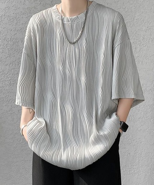 KELVIN(ケルヴァン)の「Ripple Texture Tee リップルテクスチャーTシャツ(Tシャツ/カットソー・メンズ・ホワイト/ブラック/グレー・LARGE/MEDIUM)」の6枚目の写真