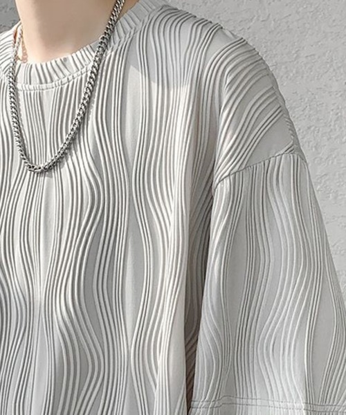 KELVIN(ケルヴァン)の「Ripple Texture Tee リップルテクスチャーTシャツ(Tシャツ/カットソー・メンズ・ホワイト/ブラック/グレー・LARGE/MEDIUM)」の7枚目の写真