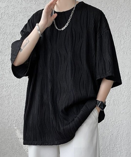 KELVIN(ケルヴァン)の「Ripple Texture Tee リップルテクスチャーTシャツ(Tシャツ/カットソー・メンズ・ホワイト/ブラック/グレー・LARGE/MEDIUM)」の8枚目の写真