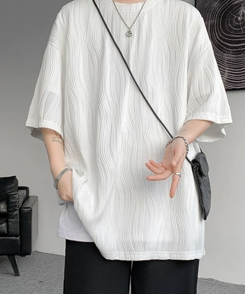 KELVIN(ケルヴァン)の「Ripple Texture Tee リップルテクスチャーTシャツ(Tシャツ/カットソー・メンズ・ホワイト/ブラック/グレー・LARGE/MEDIUM)」の15枚目の写真