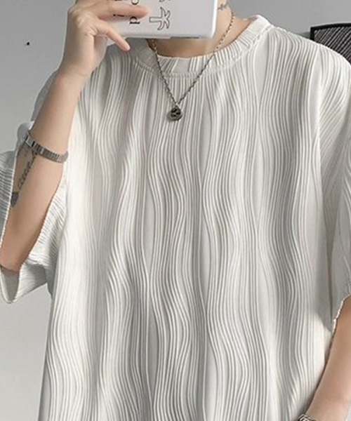 KELVIN(ケルヴァン)の「Ripple Texture Tee リップルテクスチャーTシャツ(Tシャツ/カットソー・メンズ・ホワイト/ブラック/グレー・LARGE/MEDIUM)」の16枚目の写真