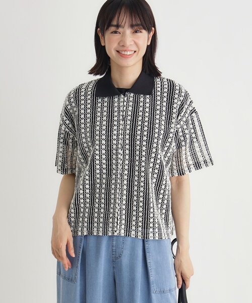 Right-on（ライトオン）の「クロッシェ風レースシャツ（シャツ/ブラウス・レディース・ブラック系3/ダークブラウン系3・05/04）」の3枚目の写真