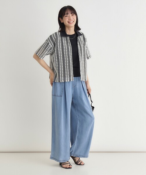 Right-on（ライトオン）の「クロッシェ風レースシャツ（シャツ/ブラウス・レディース・ブラック系3/ダークブラウン系3・05/04）」の6枚目の写真