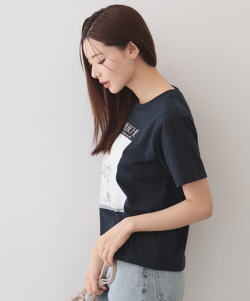 index(インデックス)の「【UV】フラワープリントTシャツ≪洗濯機OK/接触冷感≫(Tシャツ/カットソー・レディース・オフホワイト/ナチュラル/ネイビー・38/40/36/42)」の14枚目の写真