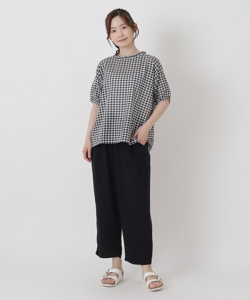 one'sterrace(ワンズテラス)の「PU混 先染めギンガムブラウス(シャツ/ブラウス・レディース・ブラック系8/ダークブラウン系8/グレー系4・02)」の13枚目の写真