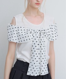HEIREN | ドット柄ビッグリボントップス(Tシャツ/カットソー)