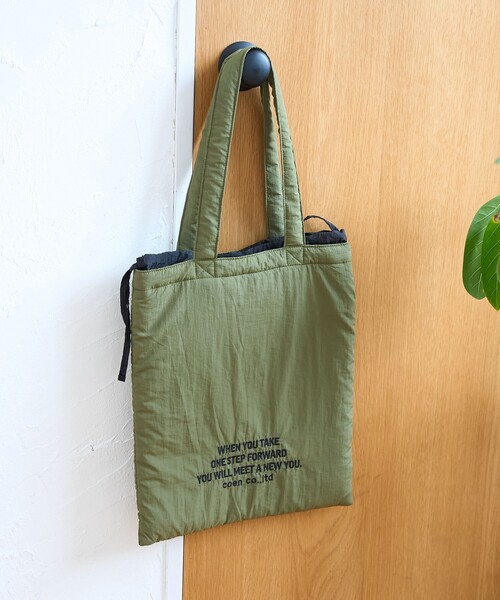 coen(コーエン)の「ロゴ刺繍 配色デザイン巾着トートバッグ(トートバッグ・レディース・コバルトブルー/その他4/ブラック/オリーブ/シルバー/その他7・FREE)」の3枚目の写真