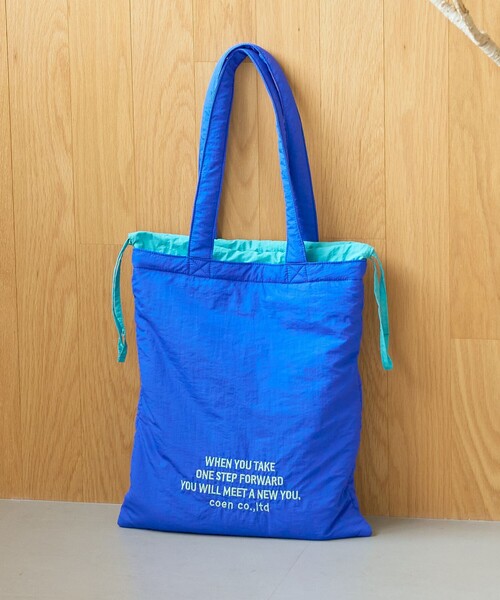 coen(コーエン)の「ロゴ刺繍 配色デザイン巾着トートバッグ(トートバッグ・レディース・コバルトブルー/その他4/ブラック/オリーブ/シルバー/その他7・FREE)」の4枚目の写真