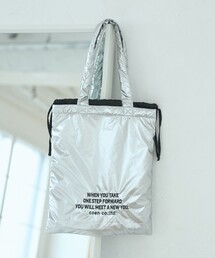 ロゴ刺繍 配色デザイン巾着トートバッグ