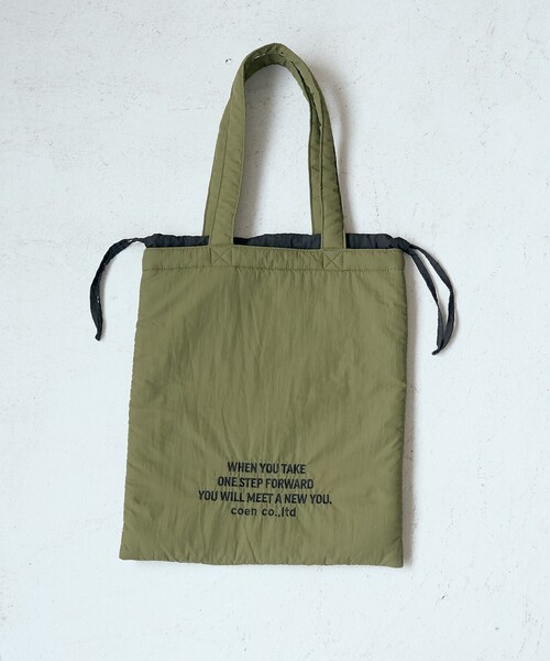 coen(コーエン)の「ロゴ刺繍 配色デザイン巾着トートバッグ(トートバッグ・レディース・コバルトブルー/その他4/ブラック/オリーブ/シルバー/その他7・FREE)」の11枚目の写真