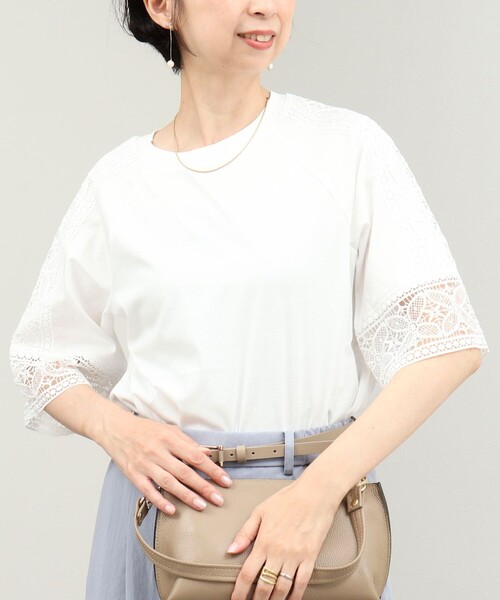 MICO COULIER(ミコクリエ)の「袖レースTシャツ(Tシャツ/カットソー・レディース・ブラック/チャコールグレー/オフホワイト・38)」の21枚目の写真