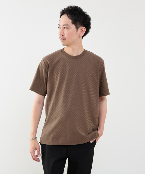 MEN'S MELROSE(メンズメルローズ)の「アーガイルリンクスTシャツ(Tシャツ/カットソー・メンズ・ネイビー/ブラウン・2/4)」の2枚目の写真