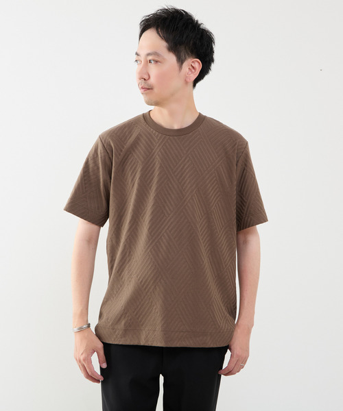 MEN'S MELROSE（メンズメルローズ）の「アーガイルリンクスTシャツ（Tシャツ/カットソー・メンズ・ネイビー/ブラウン/ホワイト・2/4/3）」の9枚目の写真