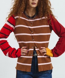 ROSE BUD | CREOLME/MULTI STRIPE KNIT CARDIGAN(ニット/セーター)