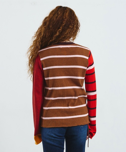 ROSE BUD(ローズバッド)の「CREOLME/MULTI STRIPE KNIT CARDIGAN(ニット/セーター・レディース・グレー/ブラウン・ONE SIZE)」の7枚目の写真