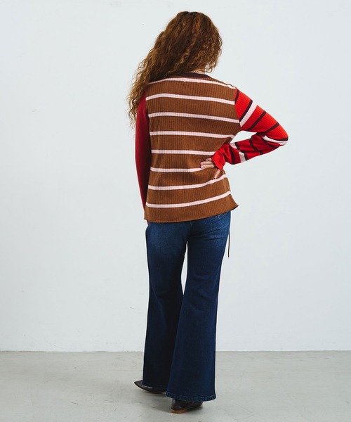 ROSE BUD(ローズバッド)の「CREOLME/MULTI STRIPE KNIT CARDIGAN(ニット/セーター・レディース・グレー/ブラウン・ONE SIZE)」の10枚目の写真