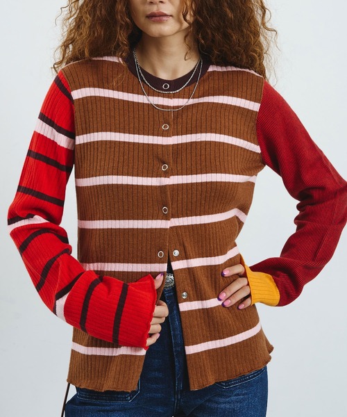 ROSE BUD(ローズバッド)の「CREOLME/MULTI STRIPE KNIT CARDIGAN(ニット/セーター・レディース・グレー/ブラウン・ONE SIZE)」の11枚目の写真