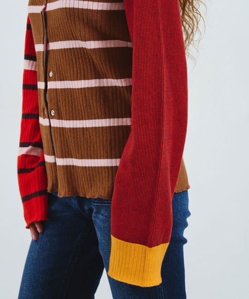 ROSE BUD(ローズバッド)の「CREOLME/MULTI STRIPE KNIT CARDIGAN(ニット/セーター・レディース・グレー/ブラウン・ONE SIZE)」の14枚目の写真