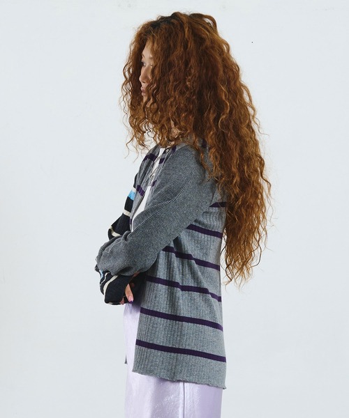 ROSE BUD(ローズバッド)の「CREOLME/MULTI STRIPE KNIT CARDIGAN(ニット/セーター・レディース・グレー/ブラウン・ONE SIZE)」の17枚目の写真