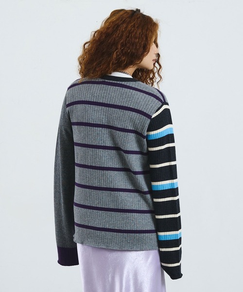 ROSE BUD(ローズバッド)の「CREOLME/MULTI STRIPE KNIT CARDIGAN(ニット/セーター・レディース・グレー/ブラウン・ONE SIZE)」の18枚目の写真