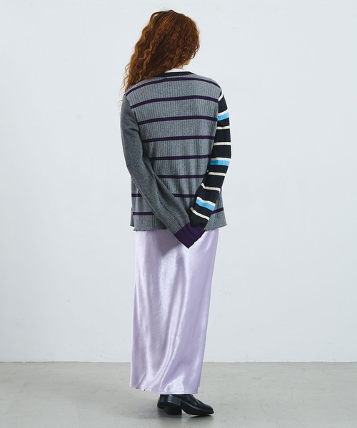 ROSE BUD(ローズバッド)の「CREOLME/MULTI STRIPE KNIT CARDIGAN(ニット/セーター・レディース・グレー/ブラウン・ONE SIZE)」の21枚目の写真