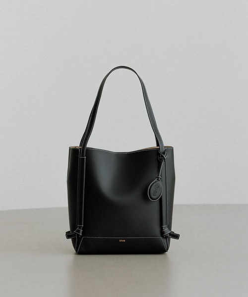 ROPE'(ロペ)の「【E'POR】KNOT BAG Medium/A4対応・通勤・撥水・軽量・26AW新型(トートバッグ・レディース・ブラック/ダークブラウン・FREE)」の1枚目の写真
