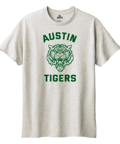 Ol' Basics(オールベーシックス)の「Ol' Basics(オール・ベーシックス) 半袖Tシャツ AUSTIN ロゴ タイガー プリント 5.6オンス トップス カットソー レディース(Tシャツ/カットソー・レディース・オートミール/バーガンディー/イエロー系/ネイビー・M/L)」の1枚目の写真