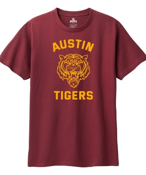 Ol' Basics(オールベーシックス)の「Ol' Basics(オール・ベーシックス) 半袖Tシャツ AUSTIN ロゴ タイガー プリント 5.6オンス トップス カットソー レディース(Tシャツ/カットソー・レディース・オートミール/バーガンディー/イエロー系/ネイビー・M/L)」の4枚目の写真