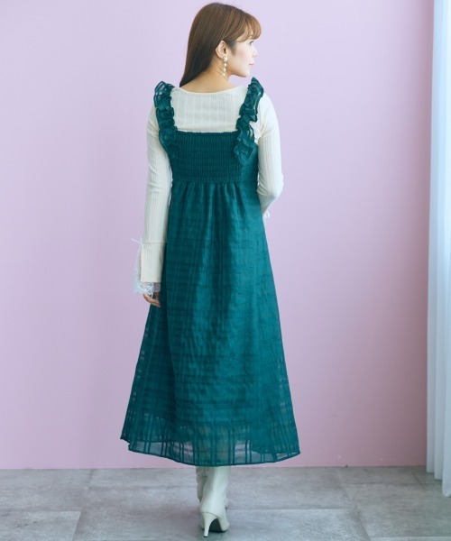 marun(マルン)の「<大きいサイズ>シアーチェックキャミワンピース marun(ワンピース・レディース・ブラック/グリーン・3L/LL/L/5L/4L)」の9枚目の写真