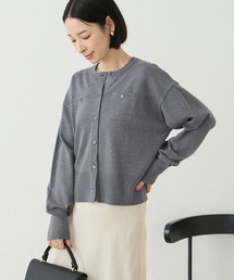 【Aunely】〈パチレスニットシリーズ〉さらっと羽織れるクルーネックカーディガン