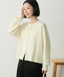 【Aunely】〈パチレスニットシリーズ〉さらっと羽織れるクルーネックカーディガン