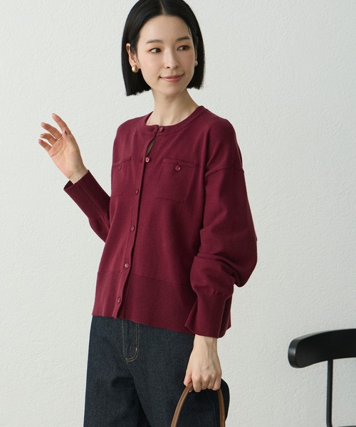 Aunely(オーネリー)の「【Aunely】〈パチレスニットシリーズ〉さらっと羽織れるクルーネックカーディガン(カーディガン/ボレロ・レディース・ブラック/イエロー/ボルドー/グリーン/アイボリー/ネイビー/チャコール/ブラック系・M/L)」の8枚目の写真