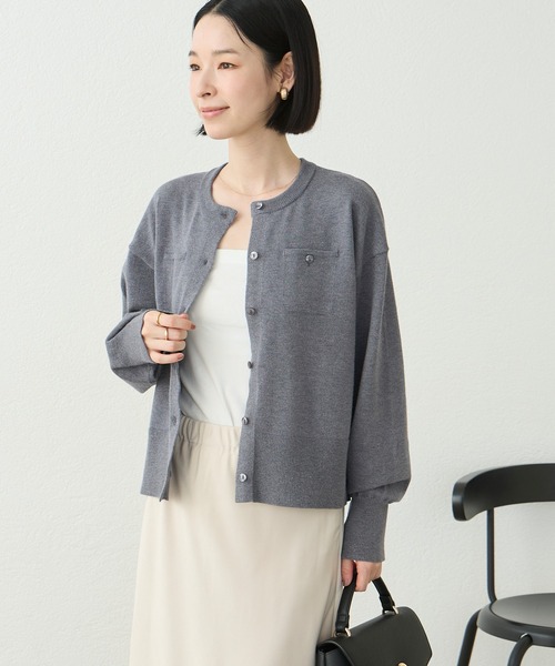 Aunely(オーネリー)の「【Aunely】〈パチレスニットシリーズ〉さらっと羽織れるクルーネックカーディガン(カーディガン/ボレロ・レディース・ブラック/イエロー/ボルドー/グリーン/アイボリー/ネイビー/チャコール/ブラック系・M/L)」の16枚目の写真