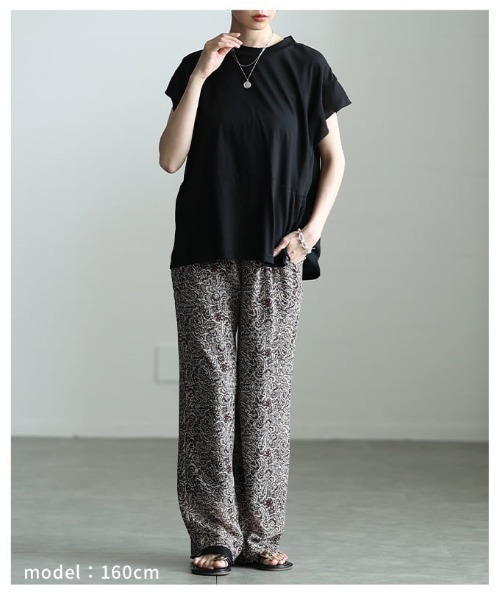 Sawa a la mode(サワアラモード)の「異素材切替デザイントップス(Tシャツ/カットソー・レディース・チャコールグレー/ブラック・FREE)」の14枚目の写真