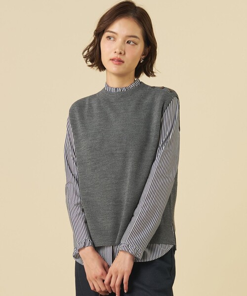 J.PRESS(ジェイプレス)の「【プラスワンアイテムに】DRALON MERINO ニット ベスト(ベスト・レディース・ピーコックグリーン系/ベージュ系/ネイビー系/ライトグレー系/ダークブラウン系・T13/T15)」の1枚目の写真